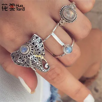 

HuaTang 3pcs/set Vintage Antique Silver Color Rings Elephant Carving Rings Sets Knuckle Anillos Anel Jewelry Accessories 6337
