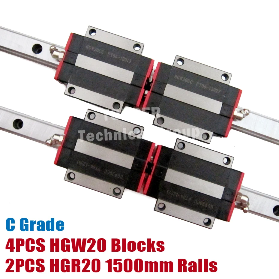 4pcs 20mm Type HGW20CA slide block with 2pcs linear guide rail 1500mm HGR20 for CNC z axis HGW20 guia | Обустройство дома