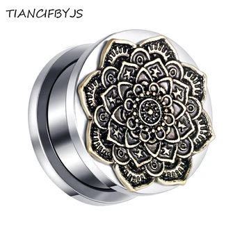 

TIANCIFBYJS Copper Flower Screw In Flesh Tunnel Ear Stretchers Plugs and Tunnels Piercing Ear Plug Expander Body Jewelry 70pcs