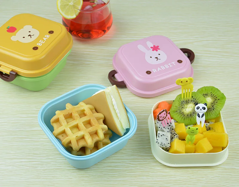 MIni 540ml Bento Box For Kids School  Fruit Food Container Storage Boxs Plastic  Double Layer Lunch Box Dinnerware Accessories 10
