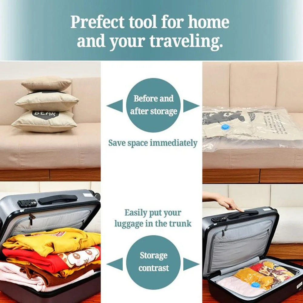 Convenient Manual Pump StorageVacuum Storage Bags Transparent Vacuum Clothes Bag Quilt Compression Bag Suit Bags Quilt wardrobe