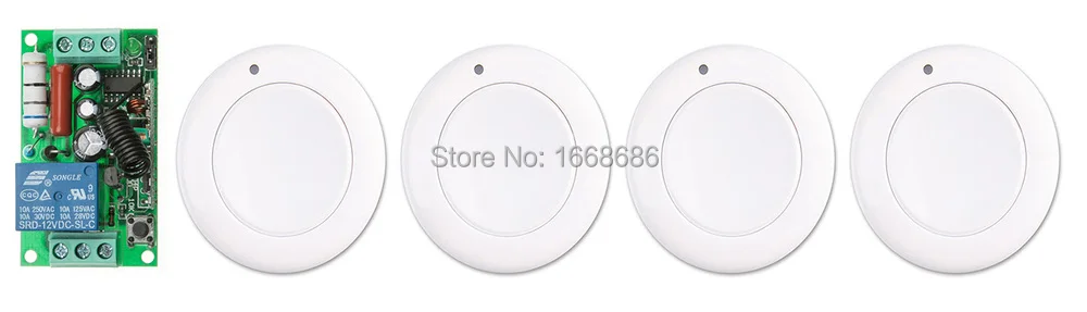 

New AC 220 V 1CH Wireless Remote Control Switch System Receiver & 4*White wall Panel Sticky Remote