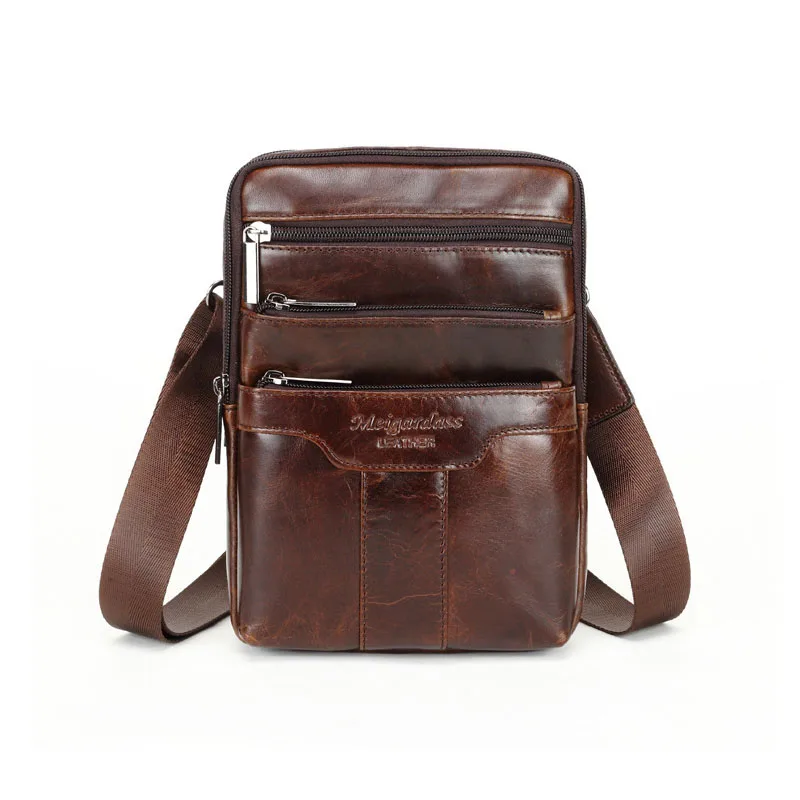 

Authentic new multi-function first layer cowhide men's chest bag IPAD tablet computer leather shoulder Messenger bag fast