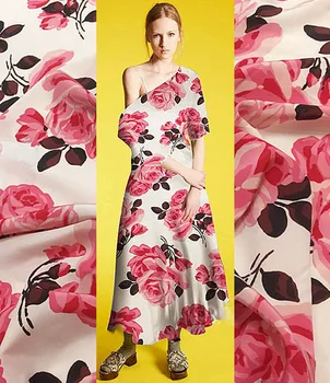 

Pink and sweet 100 % silk crepe fabric mulberry silk texture double crepe fabric dress scarf