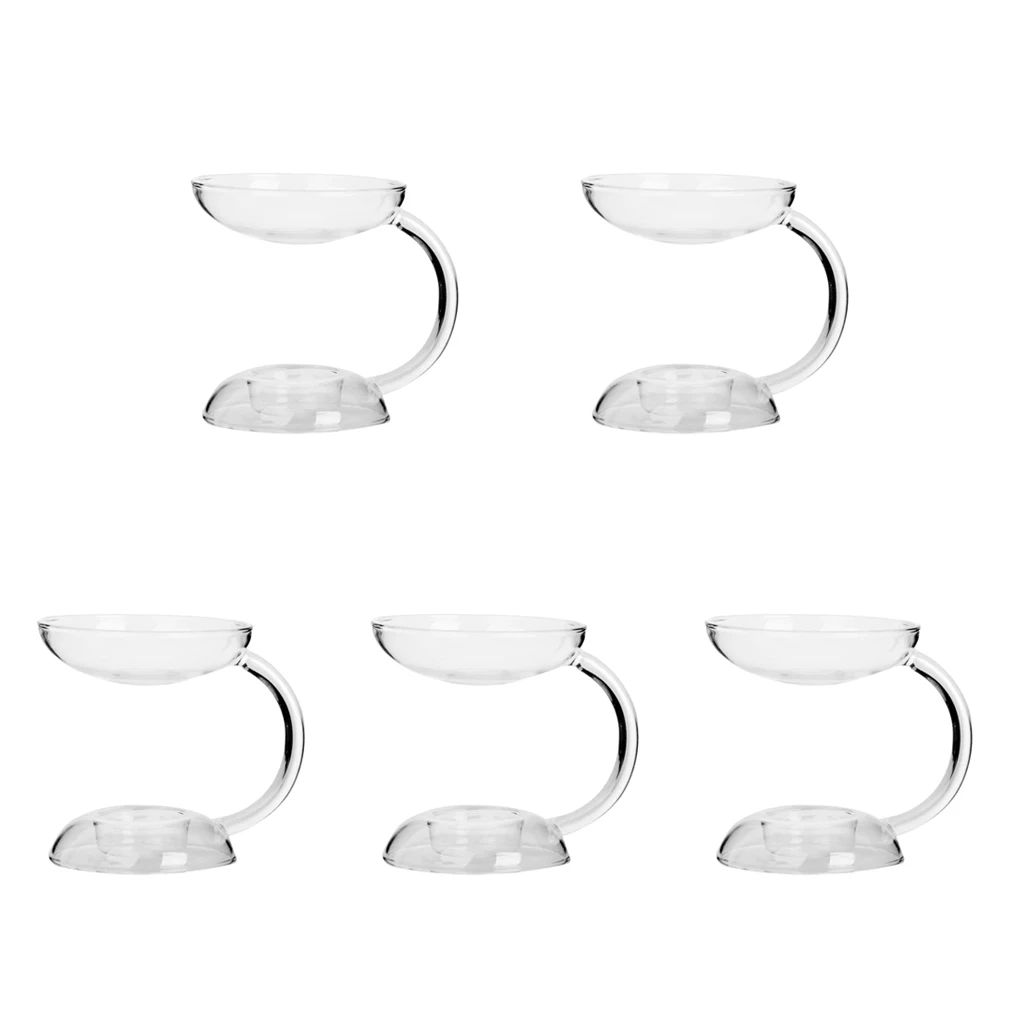 

5 Pieces Glass Candlestick Candle Holder Aroma Oil Burner Warm Stove Tealight