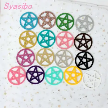 

(4pcs/set) AC1405-60mm Glitter Mirror Black Pentagam Laser Cutout 2.4inches Acrylic Pentagam Circle Earrings