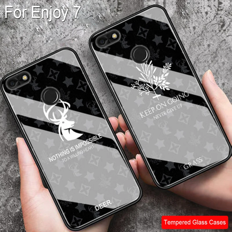 Чехол для Huawei Enjoy 7 из закаленного стекла мягкий силиконовый чехол с оленем и
