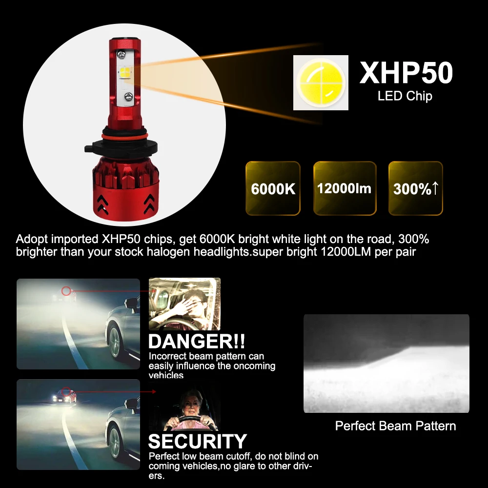 Roadsun H11 Светодиодный комплект для преобразования фар 9005 9006 12000LM 60 Вт супер яркий
