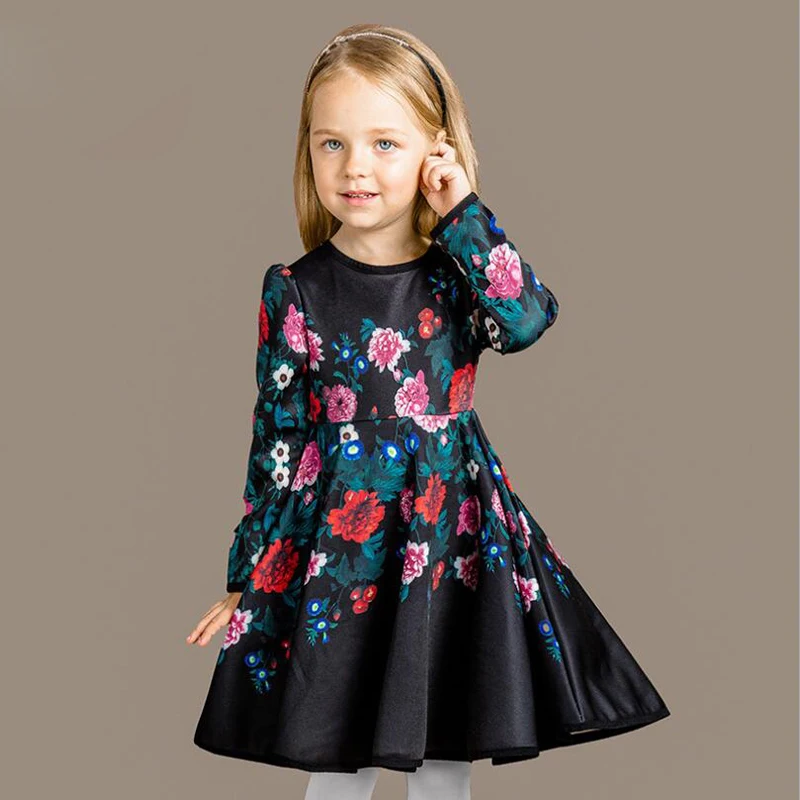 Long Sleeve Girl Dress Brand Girls Cotton Elegant Dresses Winter