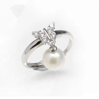 

Eternal wedding Women Gift word 925 Sterling real Mum S925 adjustment shipping pony freshwater pearl ring Butterfly Pearl