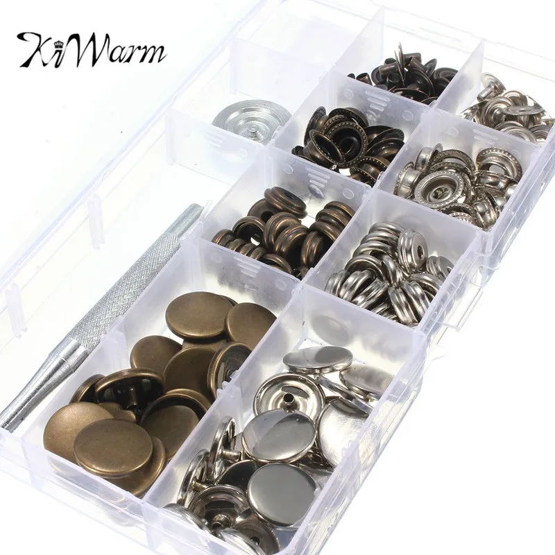 

KiWarm Excellent 40 sets 17mm Press Studs Button Kit Snap Popper Fastener Sewing Leather Buttons Installation Tools Accessories