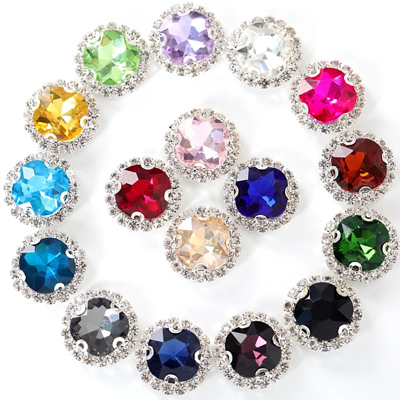 

12mm 20pcs Colorful Fat Square Crystal Buckle Sew On Rhinestones With Lace Claw Sew On Claw Rhinestones For Wedding Dess B1072