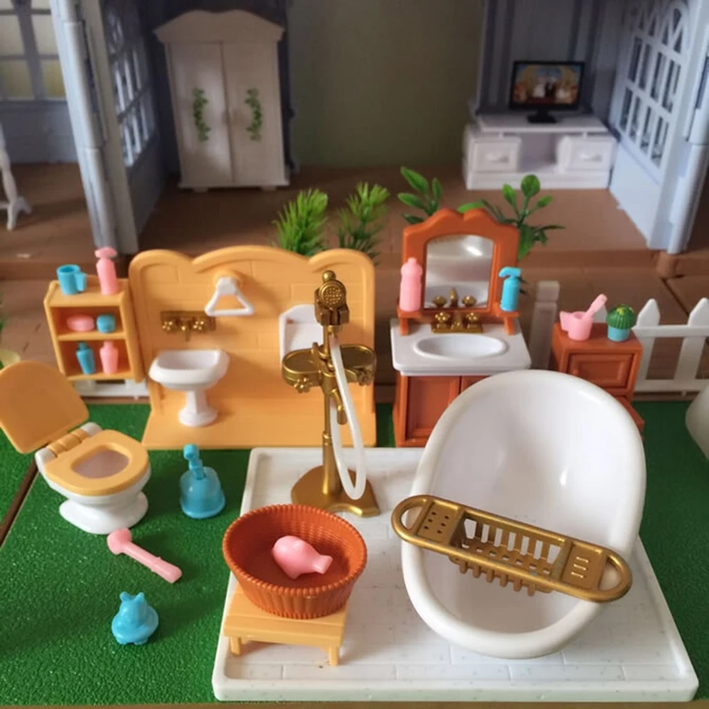 Миниатюрный Кукольный дом мебели набор Ванная комната дети Притворись Play игрушки