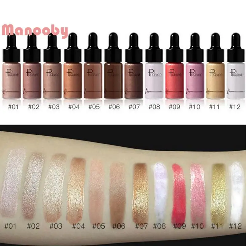 

Manooby Iluminador Maquiagem 12 Colors Liquid Highlighter Concealer Shimmer and Shine Face Lip Bronzer Powder Cream Glow Kit