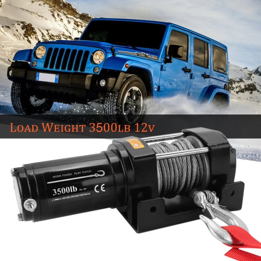 

Electric Winch Remote Control Capacity Up to 3500lb 12v Cable Pull Winch Recovery Cars Auto Off-Road Lift Winch Boats Trailer