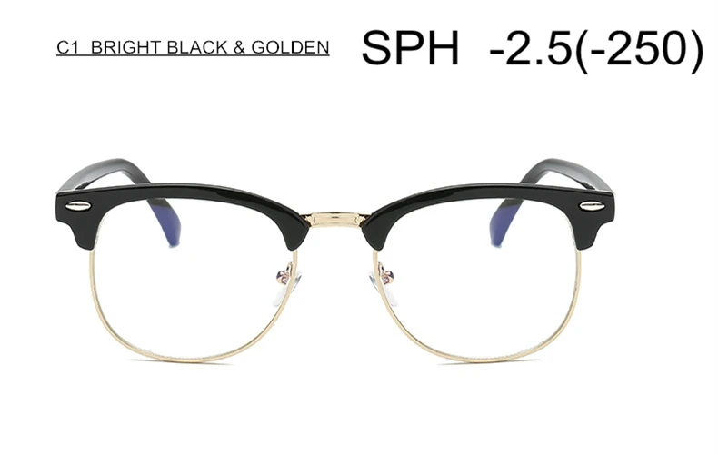 SUMONDY Диоптрий SPH-0,5 до-6,0 Рецептурные очки для близоруких женщин и мужчин с диоптриями с заклепками очки миопия очки корректирующие UF28 - Цвет оправы: C1 (-2.5)