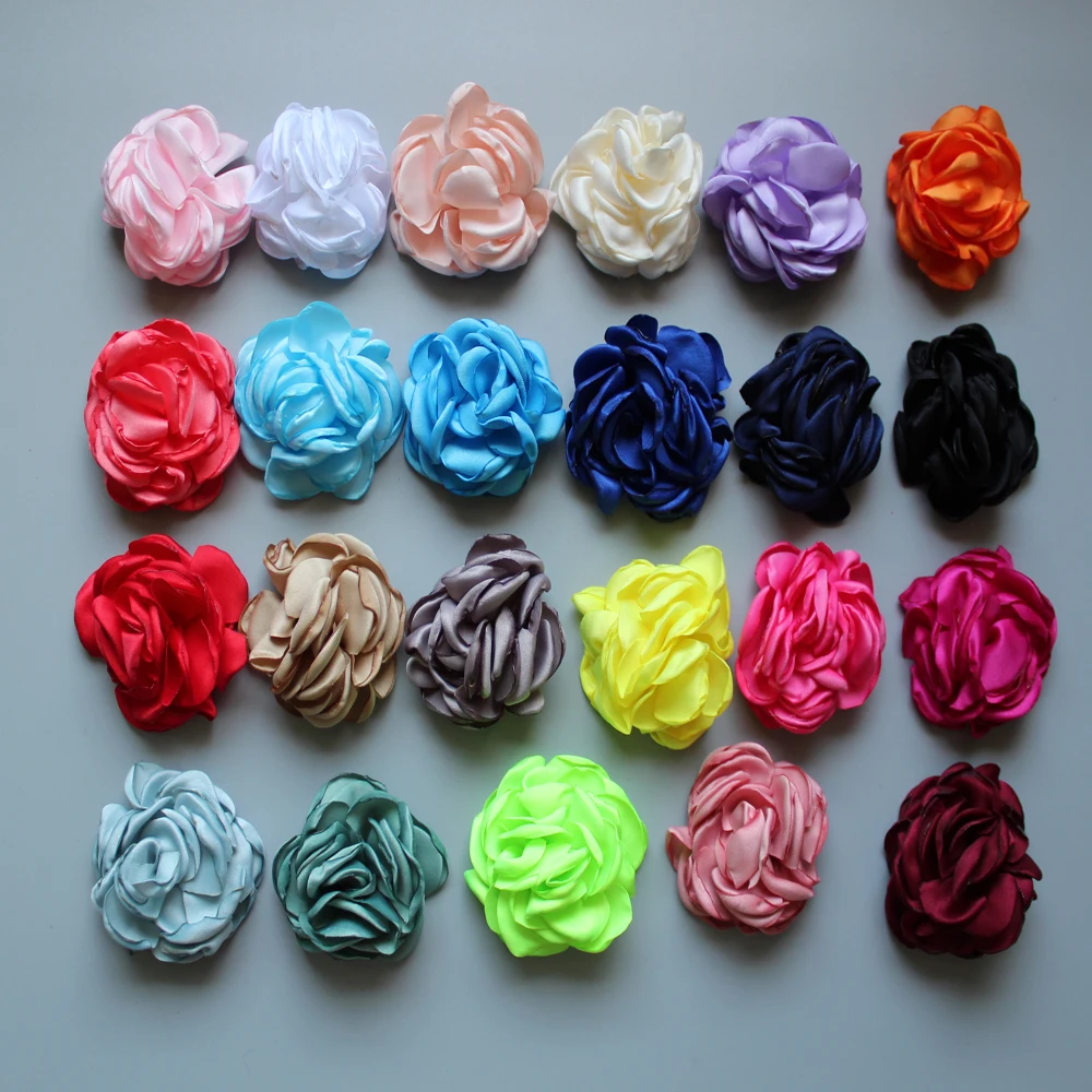 

30pcs/lot 6cm 16colors Vintage Burn Eage Hair Rose Flowers For Children Accessories Artificial Fabric Flowers For Headbands