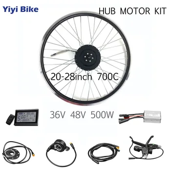 Billig 48V 36V 500W DC Motor Rad Bürstenlosen Motor Controller Ebike Conversion Kit LCD Display Wasserdicht Drähte Bicicleta Electrica