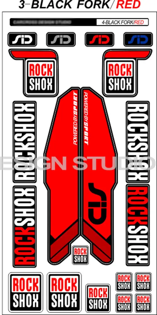 Рок стикеры Shox/наклейки на горный велосипед/велосипед для MTB Передняя вилка SIDDH raceбесплатная - Цвет: balck fork Red