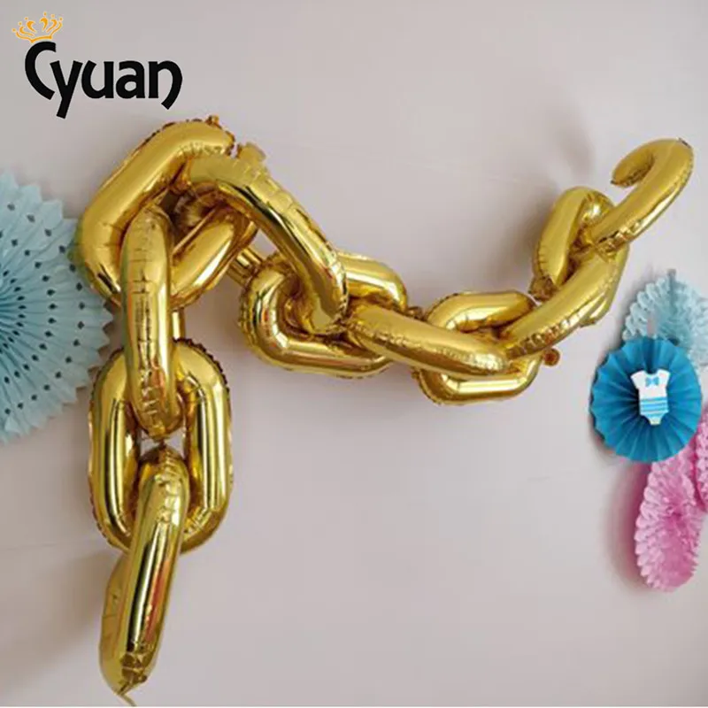 DIY Large Gold Silver Chain Balloons Link Rap Hip Hop Style Disco Dance