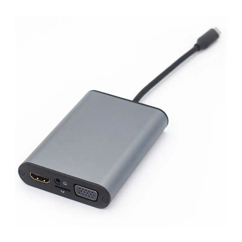 Usb-C концентратор адаптер с Hdmi 4 K 30 Гц, Vga, аудио разъем, Ethernet Rj45, Usb 3,0, Tf слот для карт, type-C Pd порт для Macbook Pro