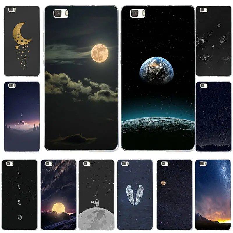 Мягкие чехлы для телефонов Huawei P8 P9 P10 P20 Lite Mate 10 Pro Y5 Y6 II Y7 Honor 6X 7X 9 Moon Stars Colorful Planet Mount