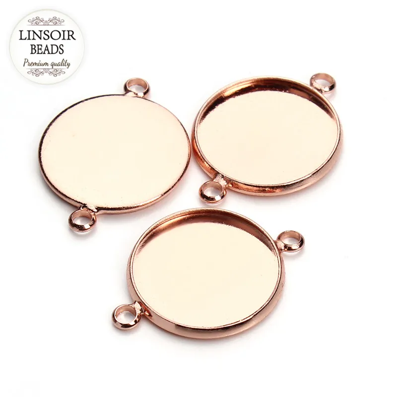 10pcs/lot 6size Rose Gold Color Copper Round Bracelet Connectors Pendants Base Crystal Setting Photo Charms Jewelry Making F3328 | Украшения