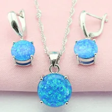 Moda Azul Ópalo Australia 925 Reales de Plata Juegos de Joyería Pendientes Colgante/Collar Para Las Mujeres Caja de Regalo Libre