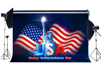 

4th July Independence Day Backdrop American Flag Backdrops Statue of Liberty Stars and Stripes Labor Day Background