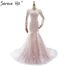 Boat Neck Handmade Embroidery Flowers Wedding Dresses Long Sleeve Vintage Mermaid Bridal Gowns 2017 Vestido De Noiva