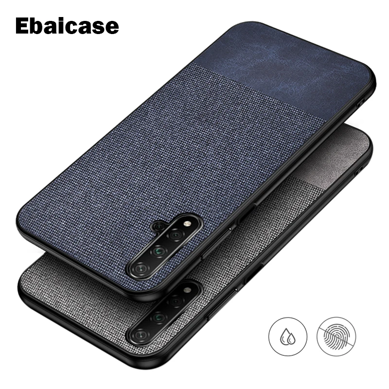 

For Huawei Honor 20 Pro Case Shockproof Back Cover Cloth Fabric Silicone Soft Edge Protect Case For Honor 8X 10 Lite 20 Pro Case