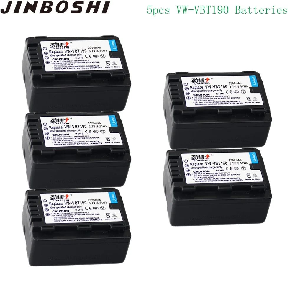 

5x VW-VBT190 rechargeable Lithium Ion Battery Camera Batteries for Panasonic HC-V757 HC-V760 HC-V770 HC-V777 HC-VX870 HC-VX878