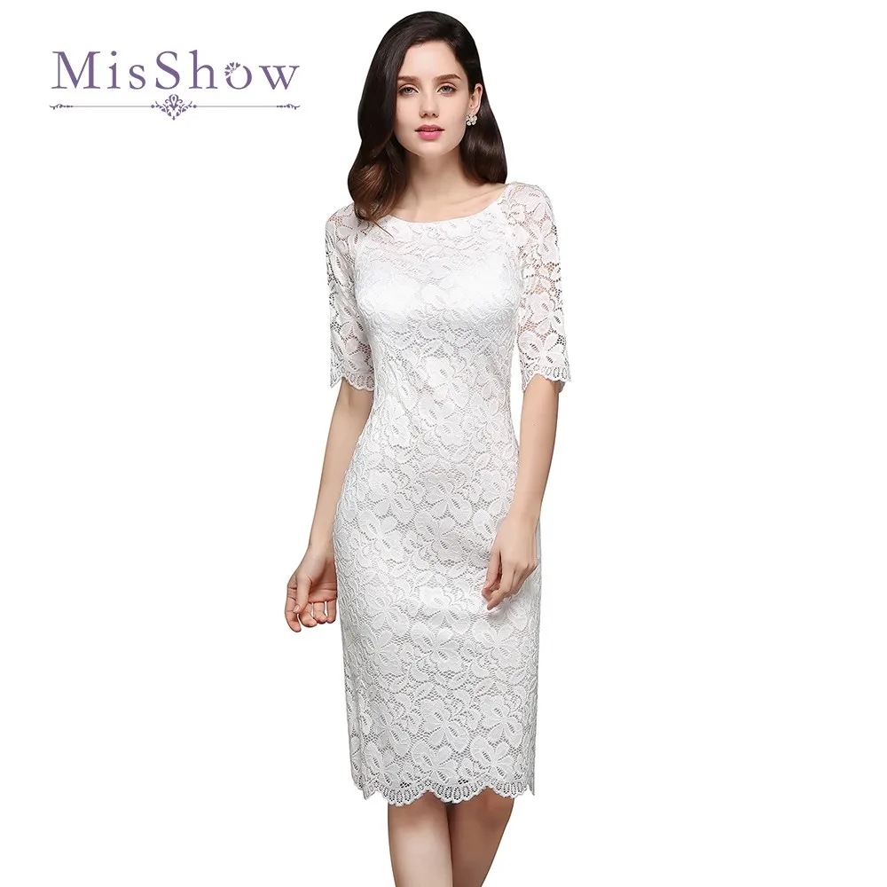 Lace sheath dress knee length haircut