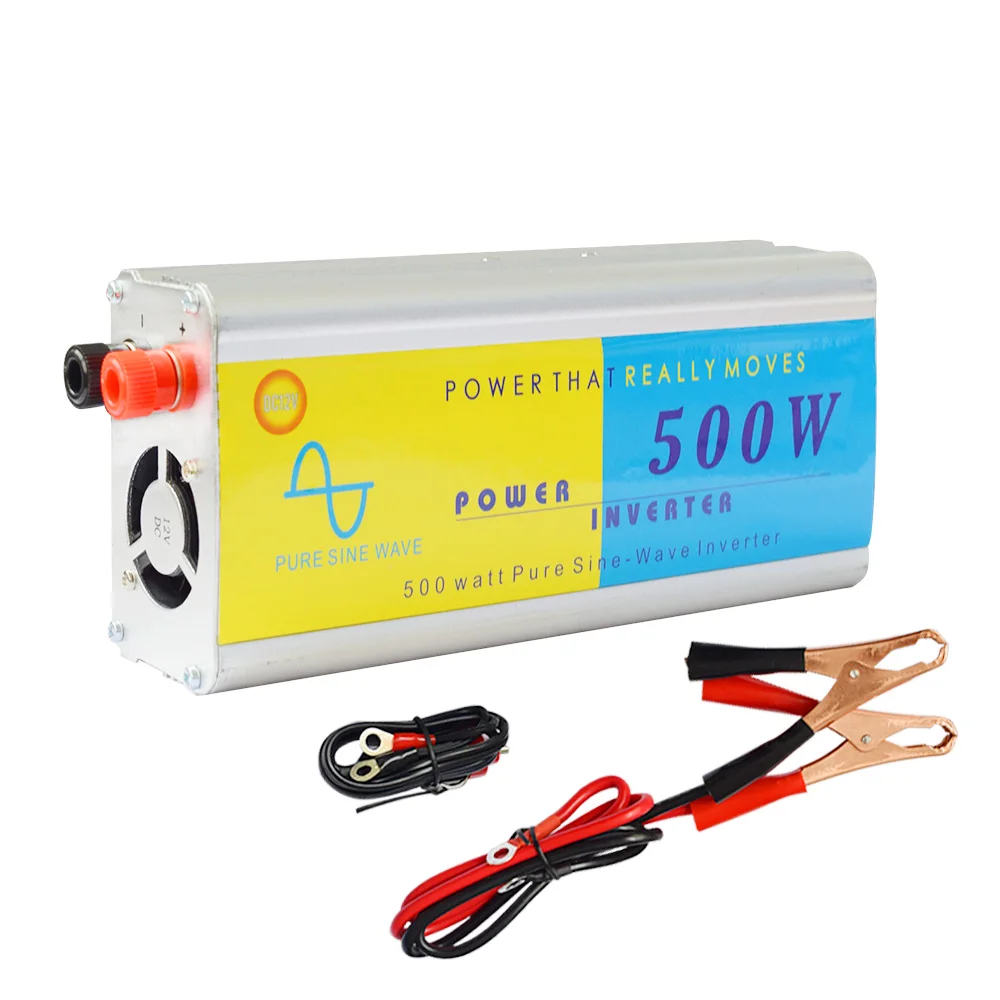 

BOGAUNG 500W solar inverter PSW 12V/24V DC to 220V/110V AC Car Cigarette Lighter Plug Power Converter Inverter Peak Power 1000W