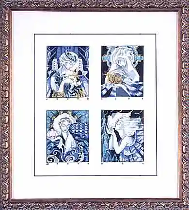 

Fishxx Cross Stitch Kit E083 Four Abstract Mythological Sculptures Simple Embroidered Hand Embroidered