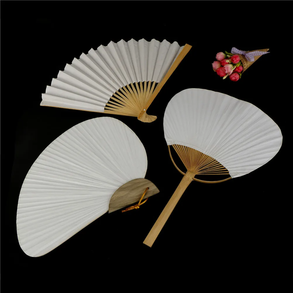 

3 Style 1Pcs White Folding Elegant Paper Hand Fan Wedding Party Favors
