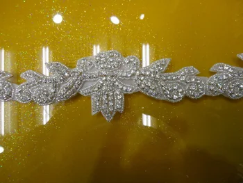 

Free shipping Waist Decoration Sewing On bling applique,Crystal Rhinestones Applique,bridal sash diamond applique