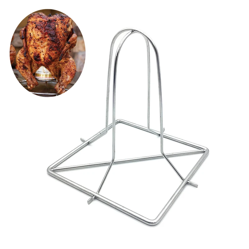 Stainless Steel Beer Can Chicken Rack  BBQ Outdoor Grill Cooker Folding (9)