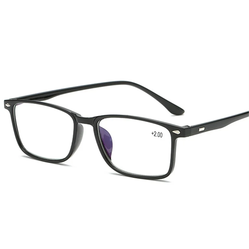 Мужские очки для чтения TR90 дальнозоркость очки для чтения синяя пленка женские мужские очки для дальнозоркости+ 1,0 1,5 2,0 2,5 3,0 - Цвет оправы: Black