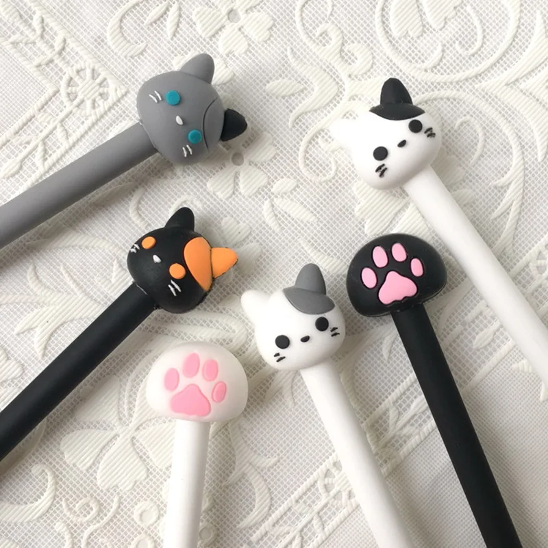 

28 Pcs/Lot Cute Cat Pen Cartoon Claw Gel Pens 0.5mm Black Lovely Kitties Stationery Office Accessories School Supplies