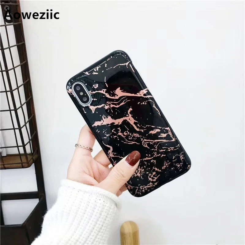 

Aoweziic Personalized bronzing marble For iPhone XR XS MAX 8 7plus 6s mobile phone case full matte hard shell tide female models