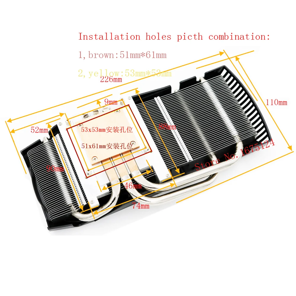 Компьютер Кулер Радиатор с радиатором heatpipe охлаждающий вентилятор для ASUS GTX460/550Ti/560 HD6790 grahics карты VGA Замена