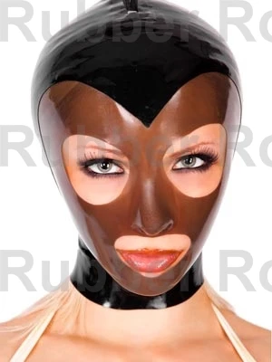 

Unisex Latex Hood 0.4MM Color Mixed Rubber Hat Sexy Mask Latex Handmade Transparent Brown Fetish Mask Free Shipping