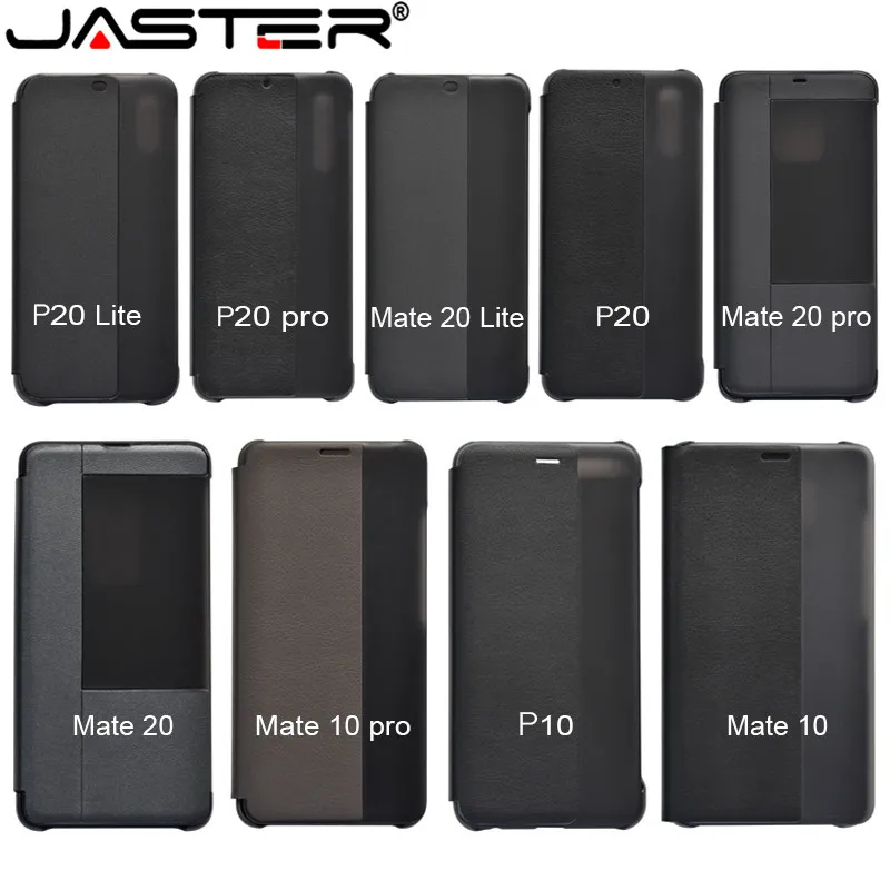 

JASTER Leather+Hard PC Window View Smart Flip Case for Huawei P10 P20 P30 Pro Mate 20 Lite Sleep Wake UP Function Phone Cover