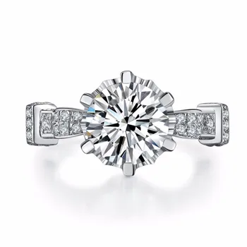

Test Positive Real 4Ct Round Cut Moissanite Ring Solid 585 White Gold Quality Guarantee Engagement Jewelry Elegant Gift