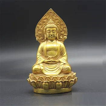 

Chinese Collect Gold-Plated Bronze Pray Bless Shakyamuni Buddha Statue Metal Handicraft Home Desktop Decoration R1528