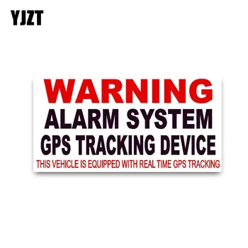

YJZT 13.6*7CM Red Warning Vehicle Equipped With Real Time GPS Tracking Decals PVC Car Sticker C1-3073