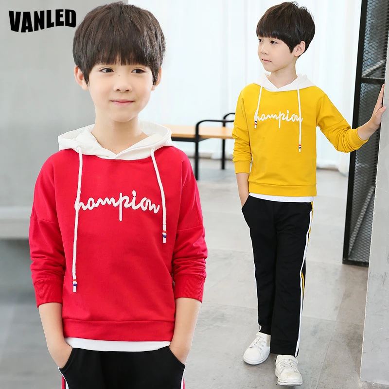 Top Quality Teenagers Boys Hoodies Clothes Sets 100Cotton Long Sleeve