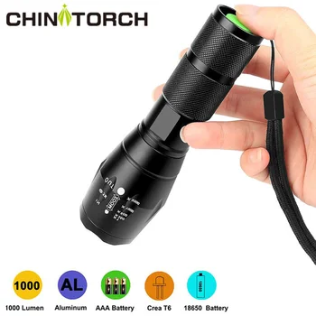 

LED Tactical Flashlight 1000 Lumen XML-T6 Handhold Zoomable Flashlight 5 Modes Ultra Bright Water Resistant Camping Torch Light