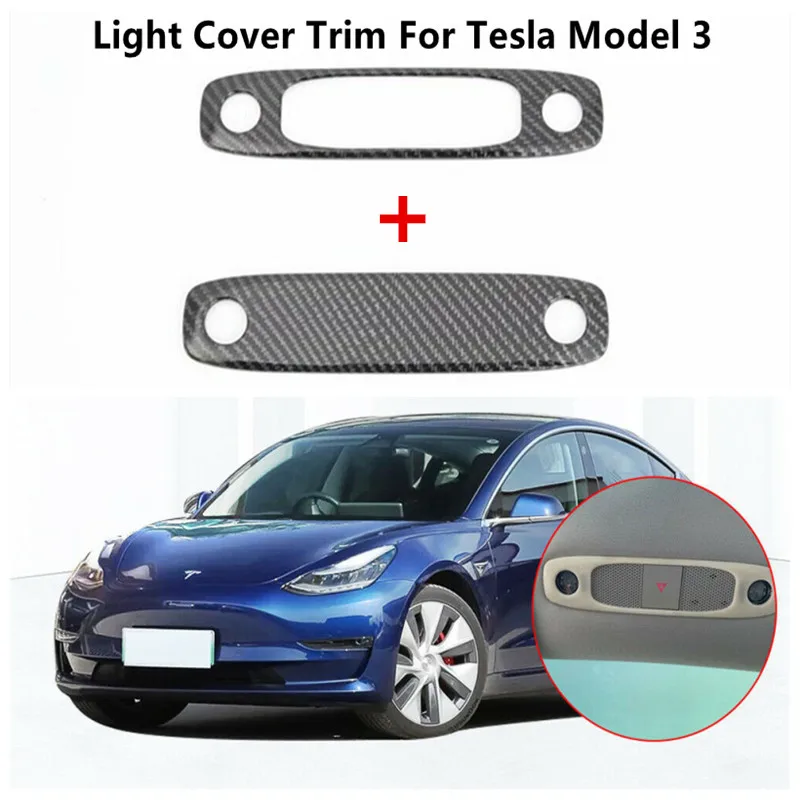 

Front+Rear Reading Light Trim Carbon Fiber For Tesla Model 3 2PCS 2017-2019